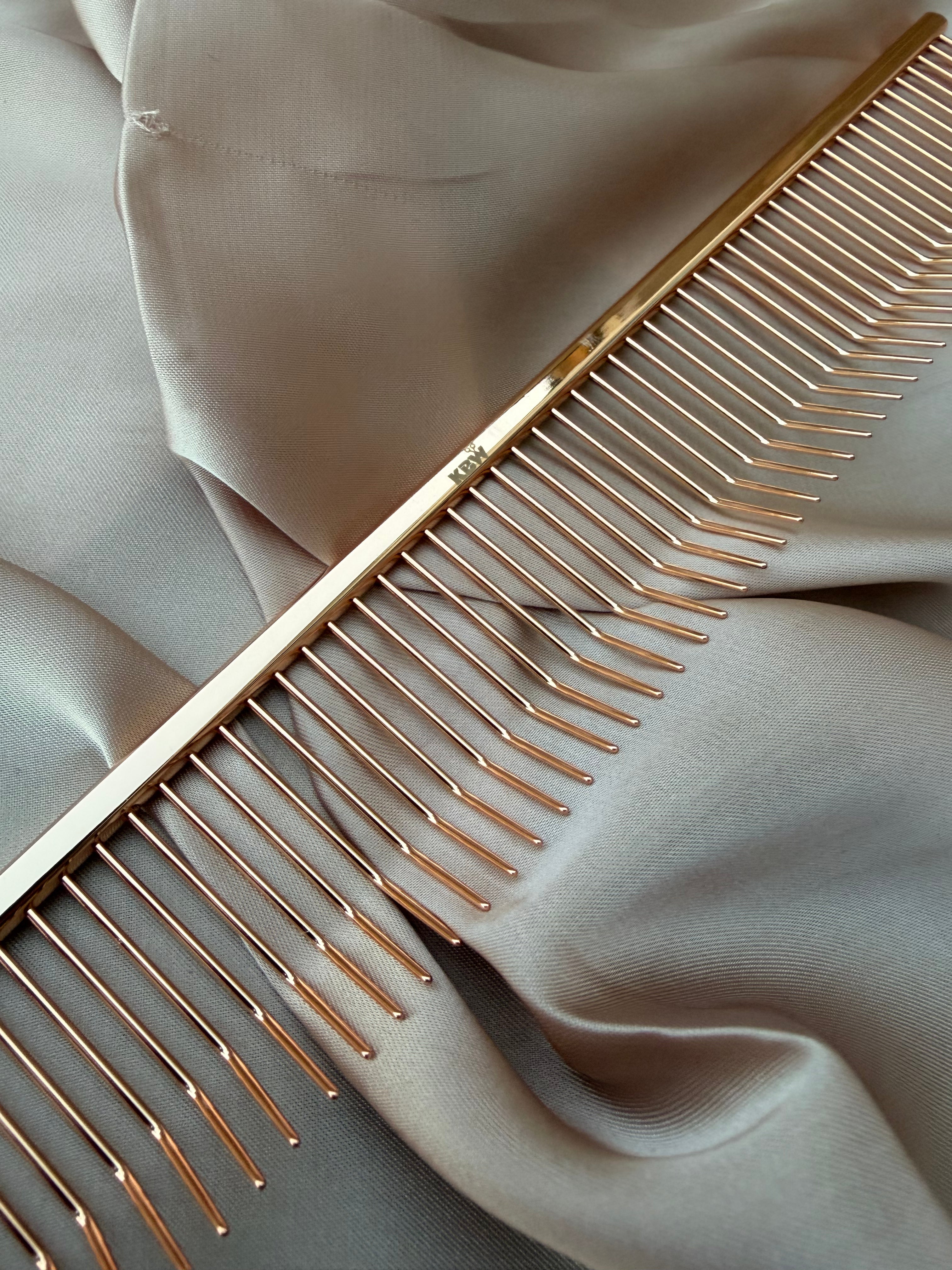'KBW' Fluffing Comb (Wide) Gold & Sliver